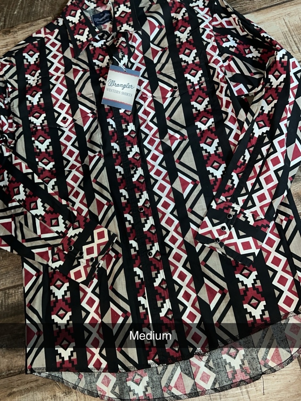 Wrangler Aztec Print Western Shirt — Red Black Cream